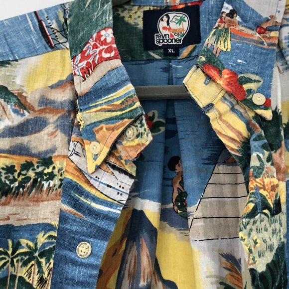 Retro Style Inside Out Printed Hawaiian Shirt - Picture 2 of 3